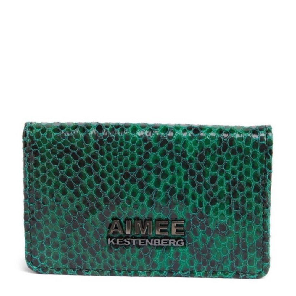 AIMEE KESTENBERG Sammy bifold card wallet emerald snake NEW